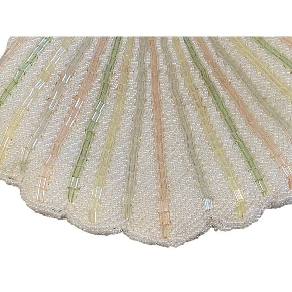 Antique Vintage 1950s Pearl Beaded Seashell Fancy Gold Chain Clutch Purse - Picture 6 of 11